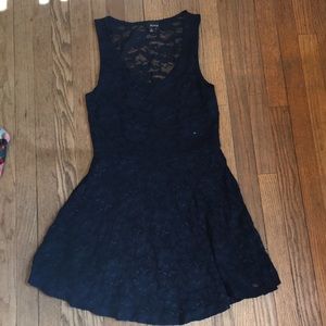 Beautiful Lace Pattern Dark Blue Dress